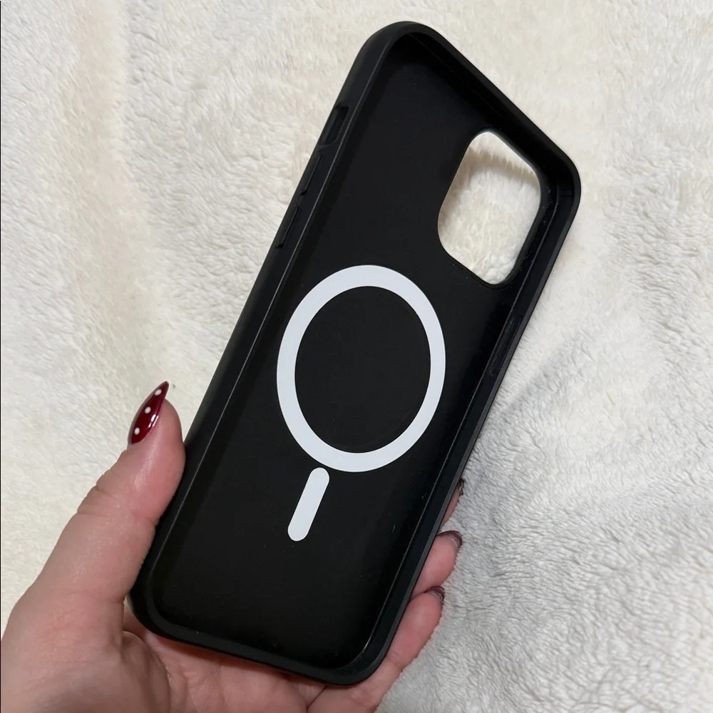 Cherry Pattern Mirror Phone Case - Black and Red 12 pro max or 13 pro max